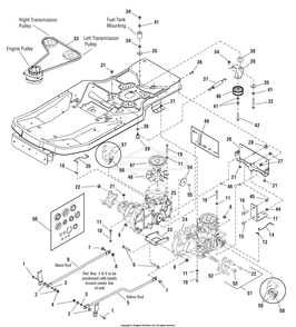 Transmission Group (7501408) Diagram and Parts List for 7800538 (C950-60928-0)(2009) Briggs and Stratton Lawn Tractor
